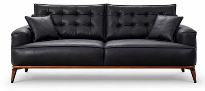 Produktbild von 3Sitzer-Sofa Leder Modern Dunkelblau Elegant Bequem Kissen Komfortabel