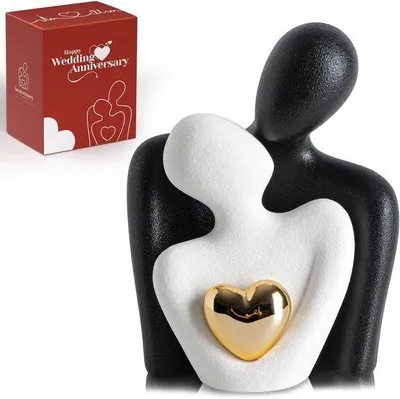Immagine prodotto di Mini statuetta in Vetroceramica di coppia con cuore, scultura astratta d'amore decorativa