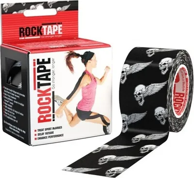 Produktbild von RockTape Classic Kinesiologie-Tape – Sporttape – 5 cm x 5 m – Schwarzer Totenkopf