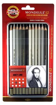 Produktbild von Aquarell- Buntstifte 12 Grautöne im Metalletui / Blister