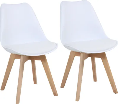 Produktbild von SVITA MATS 2er Set Esszimmerstühle Küchenstühle Holz Lehne Kunstleder Weiß