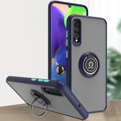 Produktbild von Samsung A70S Hülle, Ring Halter Ständer Matte Transluzent TPU Rahmen Stoßfest Schutzhülle für Samsung Galaxy A70 / A70S Blau