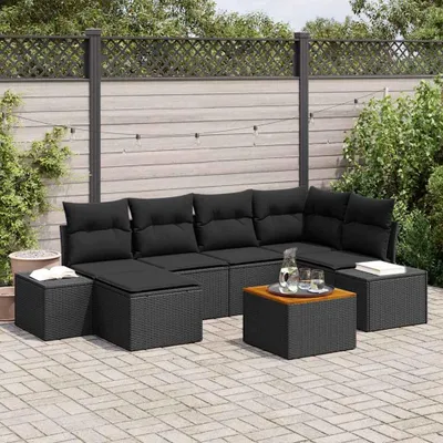 Image de Maison Exclusive - Ensemble de canapés de jardin 7 pièces, noir