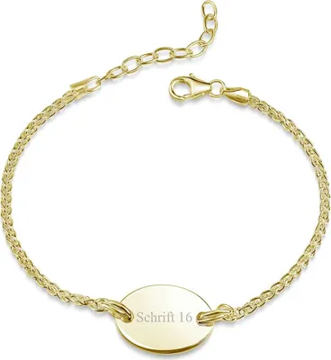 Produktbild von MATERIA by Matthias Wagner Gold Armband personalisiert ovale Gravurplatte 925 Silber vergoldet 16,5-19,5cm SA-155-Gold