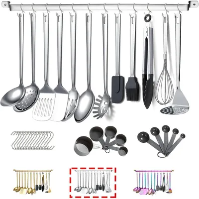 Produktbild von Küchenutensilien Set 37-teilig Edelstahl mit Utensilienhalter Spülmaschinenfest