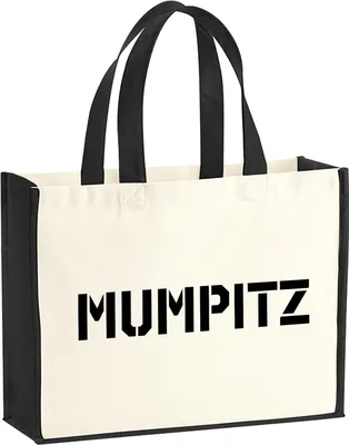 Produktbild von Huuraa Jutetasche Mumpitz Schriftzug 21 Liter Black Jute und Baumwolle Einkaufstasche Geschenkidee