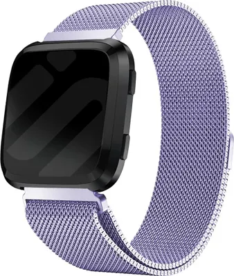 Produktbild von Strap-it Milanese Armband - Kompatibel mit Fitbit Versa Armband Ersatzarmband Edelstahl - Magnetverschluss - Hochwertiges Material - für Fitbit Versa 2 Armband Violett (M/L)