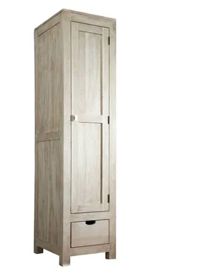 Image de MASSIVMOEBEL24 | Armoire penderie 48x60 Acacia blanchi Blanc NATURE WHITE #98