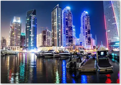 Produktbild von Tulup® Glas-Bild - 100 x 70 - Wandbild aus Glas - Wandkunst - Wandbild hinter gehärtetem Sicherheitsglas - Sehenswürdigkeiten & Architektur - Dubai bei Nacht - Mehrfarbig