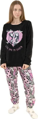 Image de The Nightmare Before Christmas - Pyjama avec pantalon long pour femmes NS9840 (S) (noir/rose)