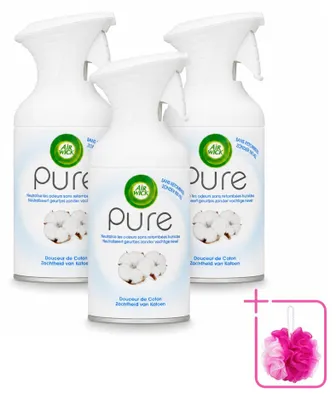 Zdjęcie produktu dla 3 sztuki sprayu do pomieszczeń Air Wick - zapach "Miękkość bawełny" - 250 ml - zestaw ekonomiczny
