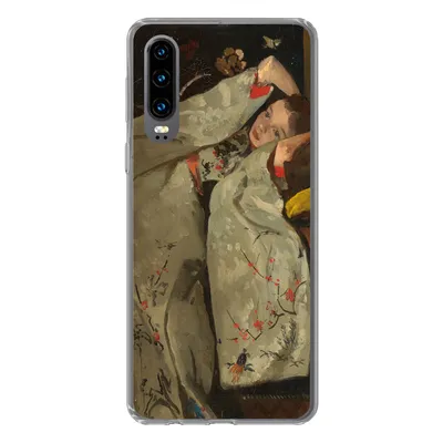 Produktbild von MuchoWow® Handyhülle Schutzhülle Hülle für Huawei P30 Mädchen im weißen Kimono - Gemälde von George Hendrik Breitner Silikon Softcase Handy Hülle - Kartenbesitzer