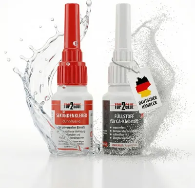 Produktbild von 2K Sekundenkleber Set mit Spezialgranulat | Reparaturkleber für Kunststoff, Metall, Holz | Füllt Risse & Brüche | Bohrbar, schleifbar, extrem haftstark 20g Sekundenkleber+Granulat