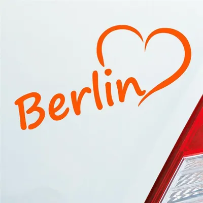 Produktbild von Auto Aufkleber Berlin Herz Stadt City Love Liebe Heart 17,5x8 cm Orange Sticker Heckscheibenaufkleber