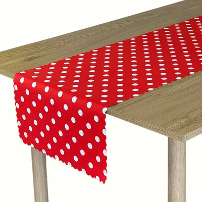 Produktbild von Tischläufer Tischtuchläufer Tischband Table Runner Fleckenresistente Abwaschbar Pflegeleicht Lotus Effekt Gedruckt Polka Dots Rot 50x140 cm