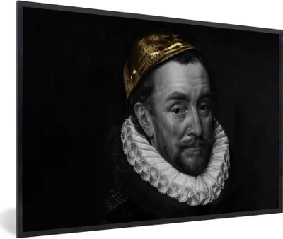 Produktbild von MuchoWow® Gerahmtes Poster Wilhelm von Oranien - Adriaen Thomasz - Schwarz - Weiß 30x20 cm - Poster mit Schwarzem Bilderrahmen Wandposter Rahmen Foto Bilder - Kunstdruck - Bild-Poster