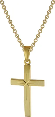 trendor 75809 Kreuz-Anhänger mit Kette Gold auf Silber für Damen und Herren 1