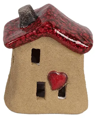 Produktbild von Clayre & Eef Dekorationsfigur Haus 7x6x8 cm Braun Rot Keramik