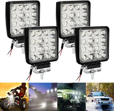 Obrázok produktu pre TolleTour LED pracovné svetlo 48W LED svetlomet obdĺžnik IP67 Vodotesné 12V 24V pre nákladné vozidlá, offroad, SUV, ATV, spätné svetlo traktora 4 kusy