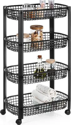 Productafbeelding van Mobiele keukenkast van Excellent Houseware, kunststof, 46x26x79 cm, zwart
