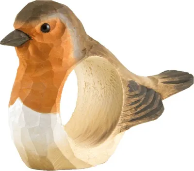 Produktbild von Wildlife Garden WG575 Serviettenring Rotkehlchen - Handgeschnitzter Serviettenring aus Holz für die Tischdekoration