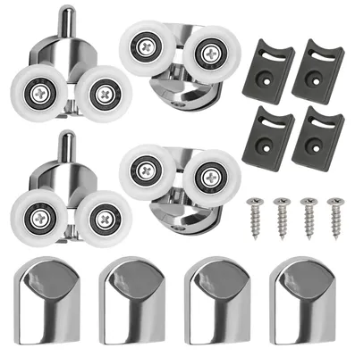 4 gebogene Duschrollen 25 mm für 4-6 mm Glas, leise, verstellbar