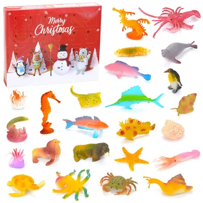 Productafbeelding van 24Stuks Zeedieren Adventskalender Dieren Figuren Set Ocean Speelfiguren Speelgoed Adventskalender Speelgoed 2026 Volwassenen voor Zeedieren Set B