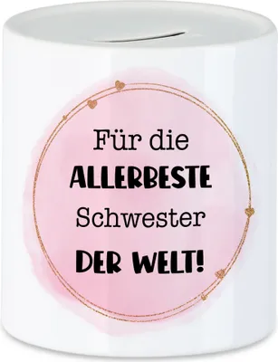Produktbild von Für die allerbeste Schwester der Welt Spardose Schwester Geschenk Geburtstag Weihnachten