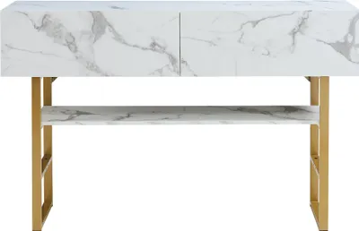 Produktbild von Konsolentisch 'Varberg' mit 2 Schubladen 75 x 120 x 30 cm Marmoroptik, weiß