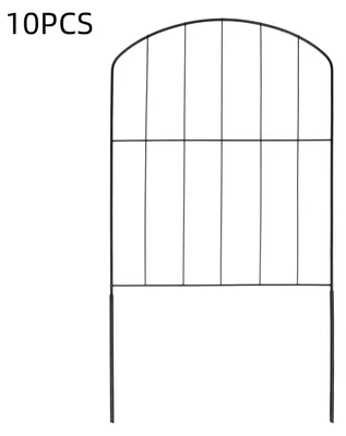 Produktbild von Metall Gartenzaun - No-Dig dekorative Beetumrandung - 10er Set Zaunpaneele 33x61 cm - Eisendraht mit Erdspießen 6 cm - Schutz für Beet und Hof - Bogenform