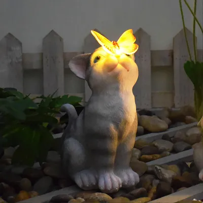 Imagen del producto de Decoración para jardín con figura de gato - Gato de resina gris
