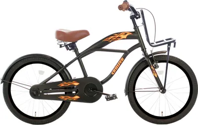 Produktbild von Cortego Cruiser Kinderfahrrad 18 Zoll Schwarz – Jungenfahrrad 4, 5 & 6 Jahre – 110–125 cm – Flames – inklusive Stützrädern - 12/14/16/18/20/22 Zoll
