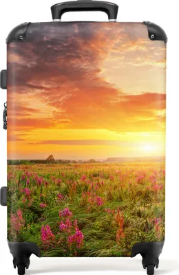 Produktbild von NoBoringSuitcases.com® Großer Koffer - Blumen - Gras - Natur - Sonnenuntergang - Kombinationsschloss TSA - Hartschalen Trolley 4 Rollen - 72 liter - Reisekoffer - 66 cmKoffer Mittelgroß 67x43x25 cm, 72L,