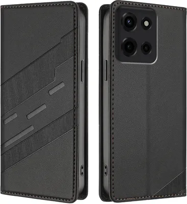 Image de Etui pour Motorola Moto G Stylus 5G 2025, étui portefeuille en cuirPolyuréthaneavec fente pour cartes et fonction stand Schwarz