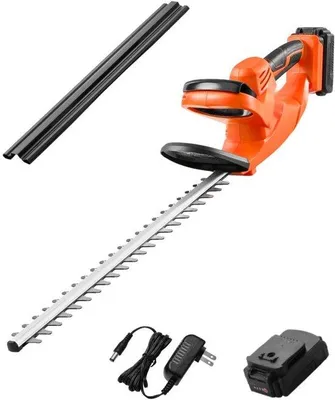 Imagen del producto de Tijera eléctrica para setos - Batería de 20V - 2Ah - Longitud de corte: 51 cm - Hoja doble - 1200 revoluciones por minuto - Diseño de seguridad - Ideal para setos y arbustos
