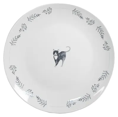 Zdjęcie produktu dla Clayre & Eef talerz śniadaniowy Ø 20 cm biały ceramiczny koty
