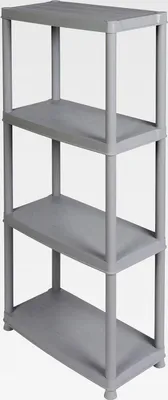 Produktbild von Kunststoffregal, Haushaltsregal, Steckregal mit 4 Böden in Grau. Max. 100 kg Traglast. 60 x 30.5. x 130 H cm. Rheinland.
