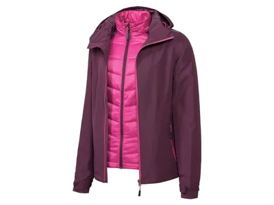 Produktbild von Crivit Multi Funktionsjacke 2-in-1 Outdorjacke - Kapzue Wasserdicht Lila 38