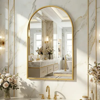 Immagine prodotto di Specchio da parete con design ad arco, color oro