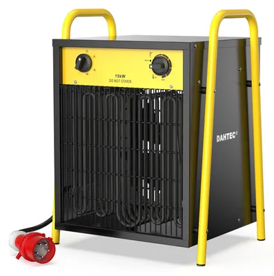 Image de Chauffage électrique ventilé de 15 kW - 400 volts - Noir - Radiateur industriel - Pour grandes surfaces