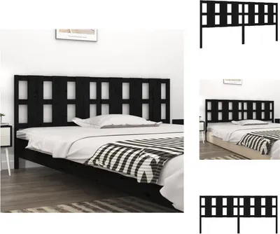 Produktbild von vidaXL Kopfteil Schwarz 205,5x4x100 cm Massivholz Kiefer -  Kopf- & Fußenden