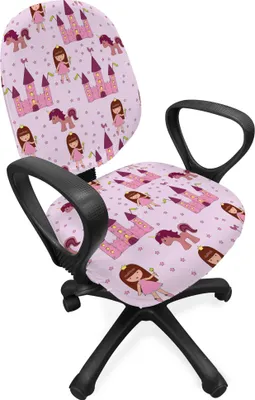 Produktbild von ABAKUHAUS Fantasie Bürostuhl Schonbezug, Princes mit Castle Sternen, dekorative Schutzhülle aus Stretchgewebe, Pale Mauve Braun Rosa