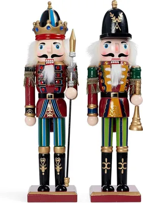 Große Holz-Weihnachtsknacker Figuren von 30 cm - Klassische Weihnachtsdekoration für Zuhause, einzigartige dekorative