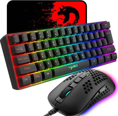 Produktbild von Gaming Tastatur und Maus, 61 Tasten, 2400 dpi, Mauspad, Anti-Ghosting, für Gamer