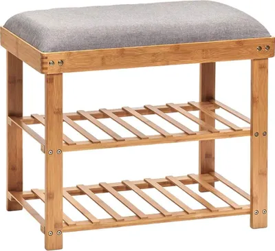 Produktbild von Zeller Trommelschuh-Organizer, Bambus/Polyester, 60x29x50 cm, braun/grau