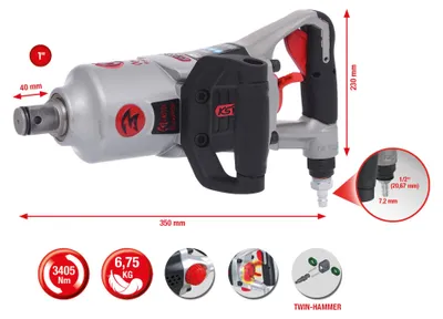 Imagen del producto de Llave de impacto neumática de vástago corto superMONSTER de 1 pulgada, 3405 Nm - KS TOOLS - 515.3270