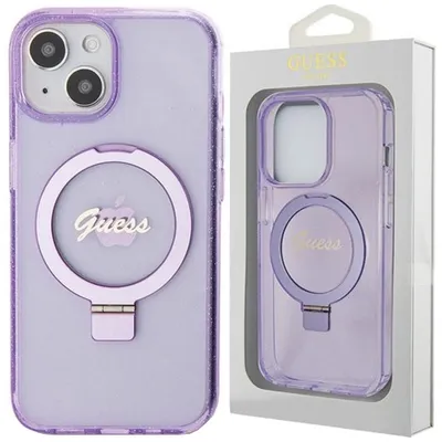 Produktbild von Guess IML Ring Stand Glitter MagSafe Case für iPhone 15 Plus Purple