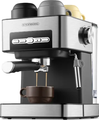 Obrázok produktu pre Steinborg Espresso Maker | Dizajn z nehrdzavejúcej ocele | Dotykový ovládací panel | Ovládanie vyhadzovania pary | 1,6 litrová odnímateľná nádržka na vodu | 850 Wattov |