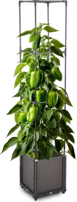 Produktbild von Blumenkasten Set mit Rankhilfe 4 Ebenen 30x30xH164 cm Pflanzgefäß für Garten Balkon