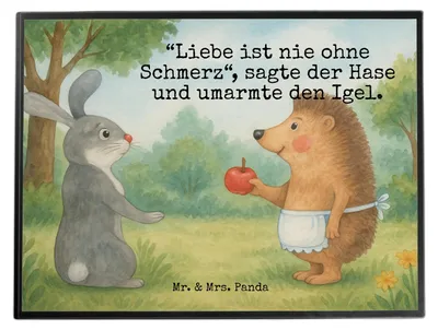 Produktbild von Mr. & Mrs. Panda schreibtischunterlage Hase Igel Design - Weiß - Geschenk, Trennungsschmerz, schreibtischunterlagen, Lustige Sprüche, Herzschmerz, Trösten, malunterlage